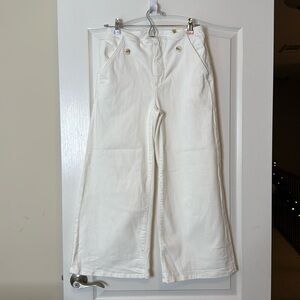 Maeve / Anthropologie Wide Leg Cropped White Jeans 27
